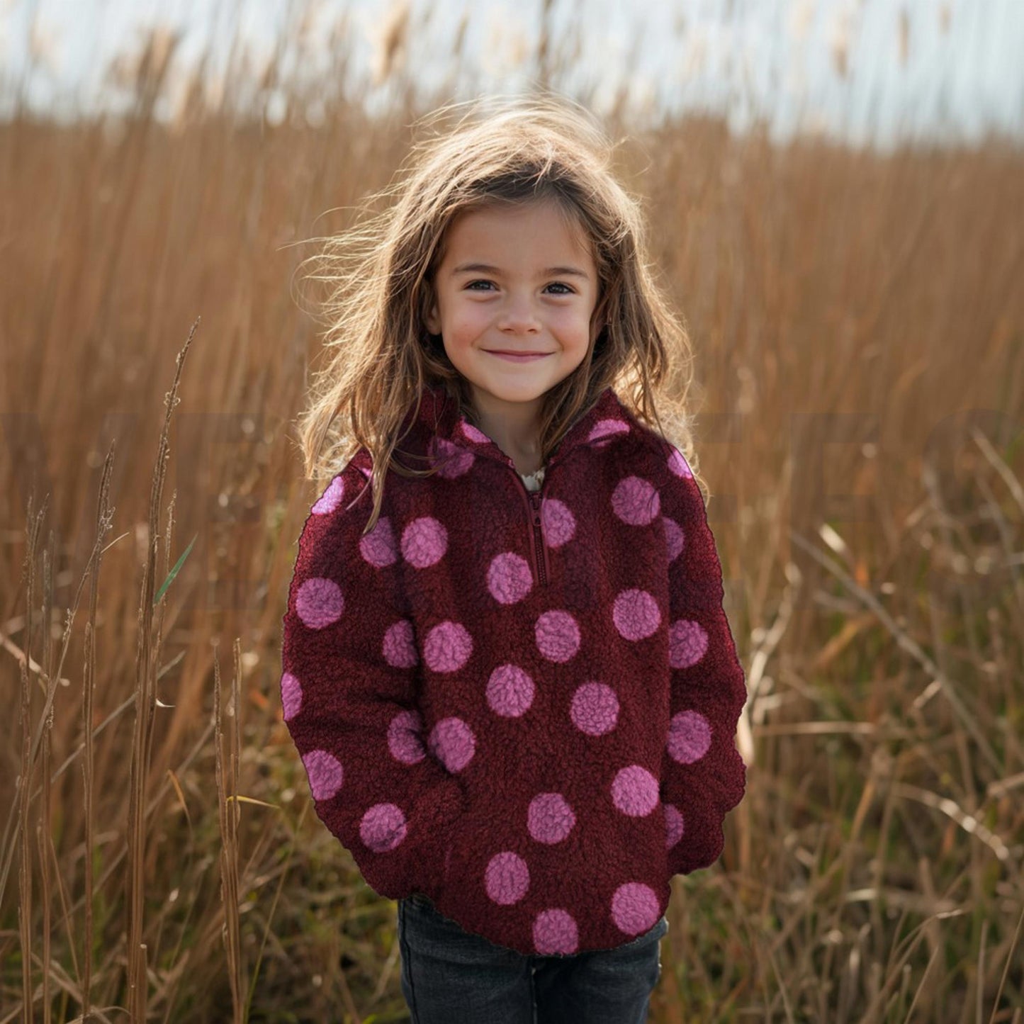 Teddy Fleece "Punkte" Burgundy