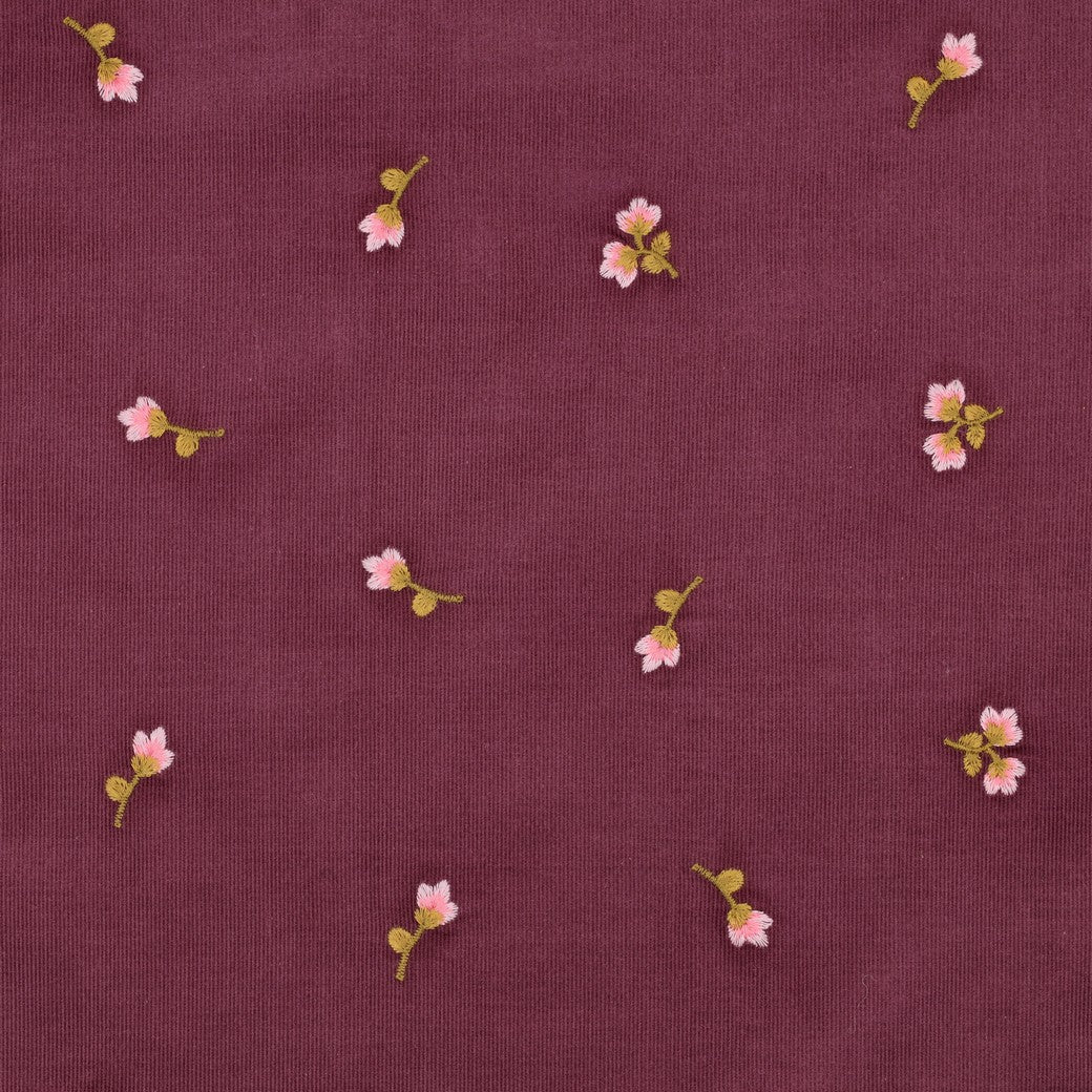Baby Cord -Blumen-  Pink/Burgundy
