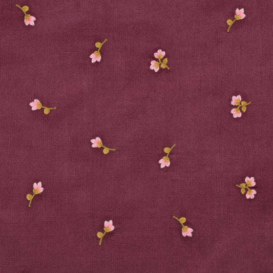 Baby Cord -Blumen-  Pink/Burgundy
