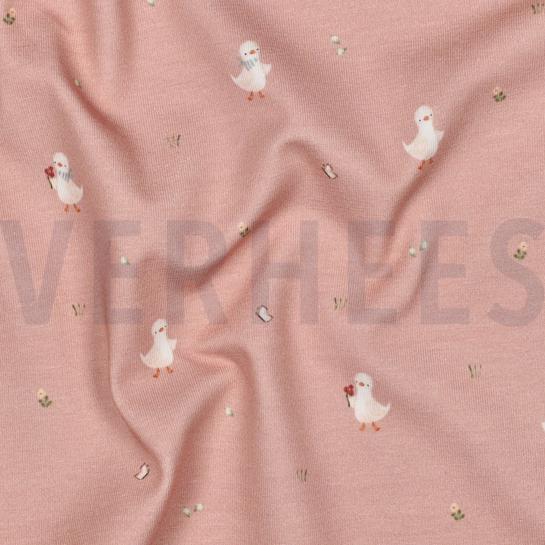 Jersey Gänse und Blümchen - rosa