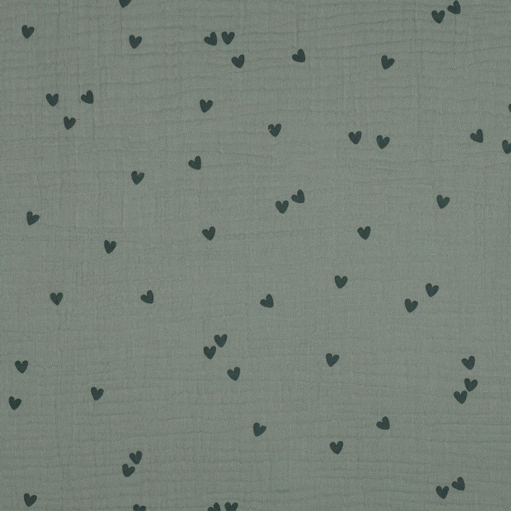 Musselin, Herzchen Dusty Green