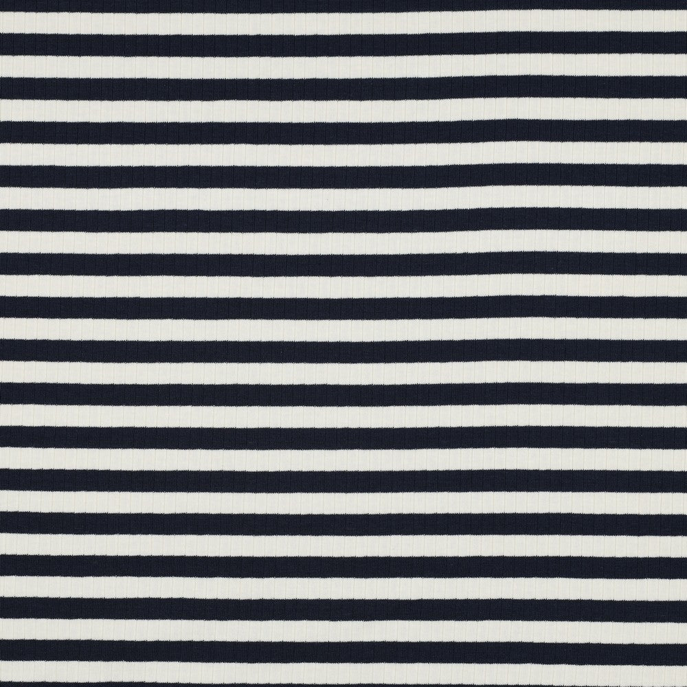 Rippjersy - Navy/ Weiß
