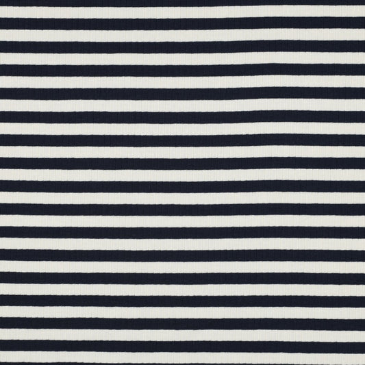 Rippjersy - Navy/ Weiß