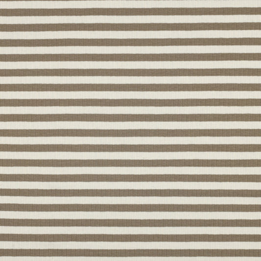 Rippjersy - Beige/ Weiß
