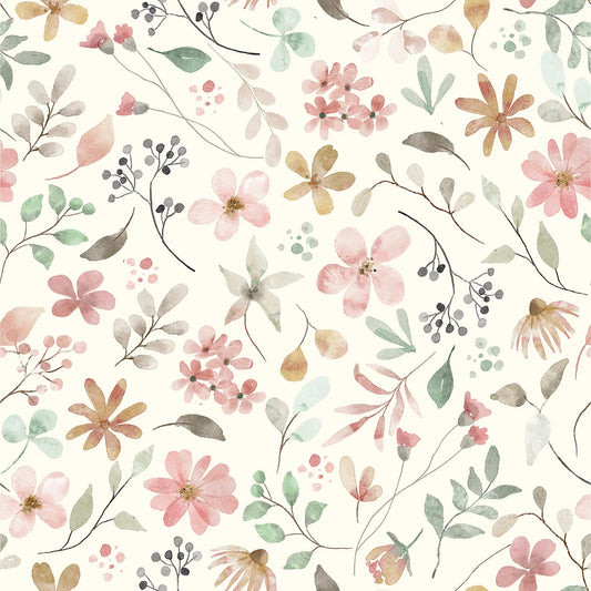 Jersey Druck "Pastell Blumen Rib"