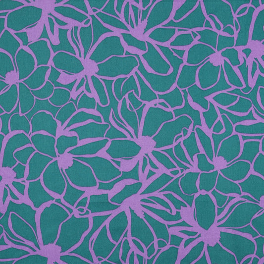 Baumwolle Satin "Magnolie" Petrol