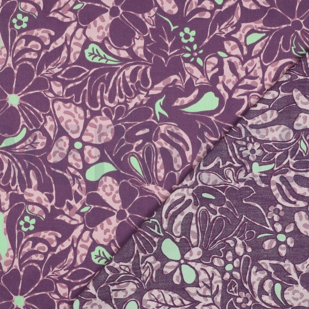 Cotton Satin "Blumen" Lila