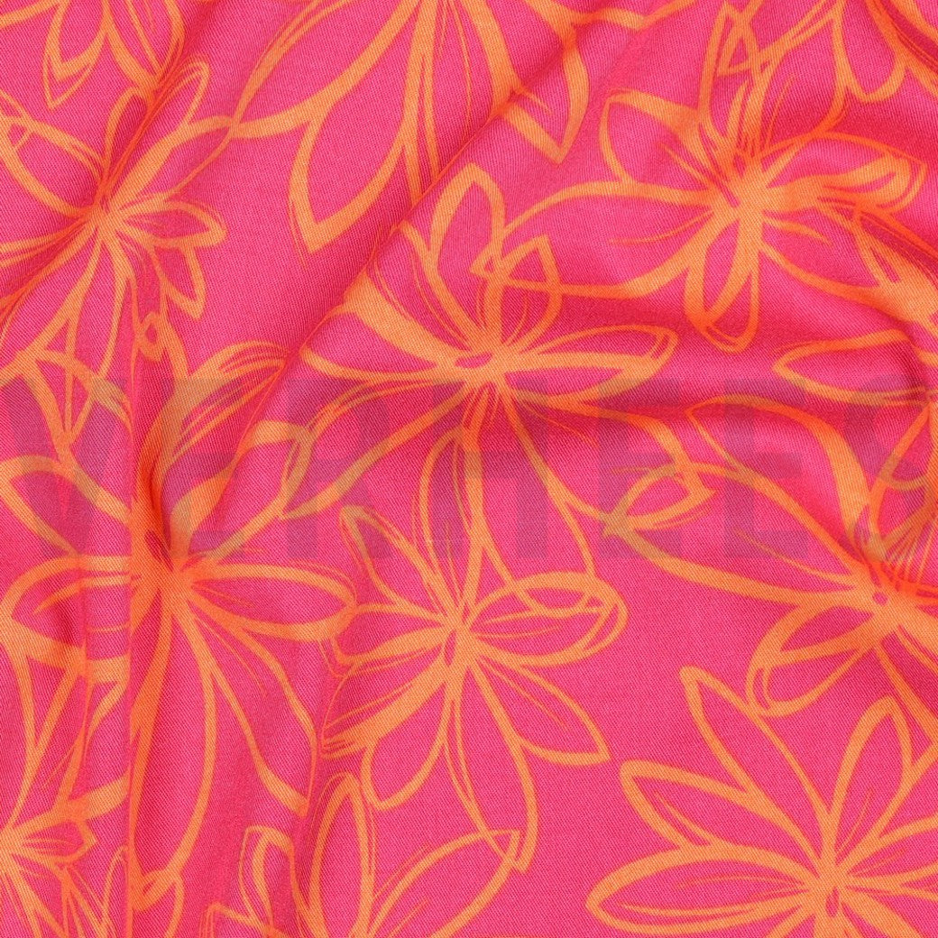 Rosella Stretch "Blumen" Fuchsia