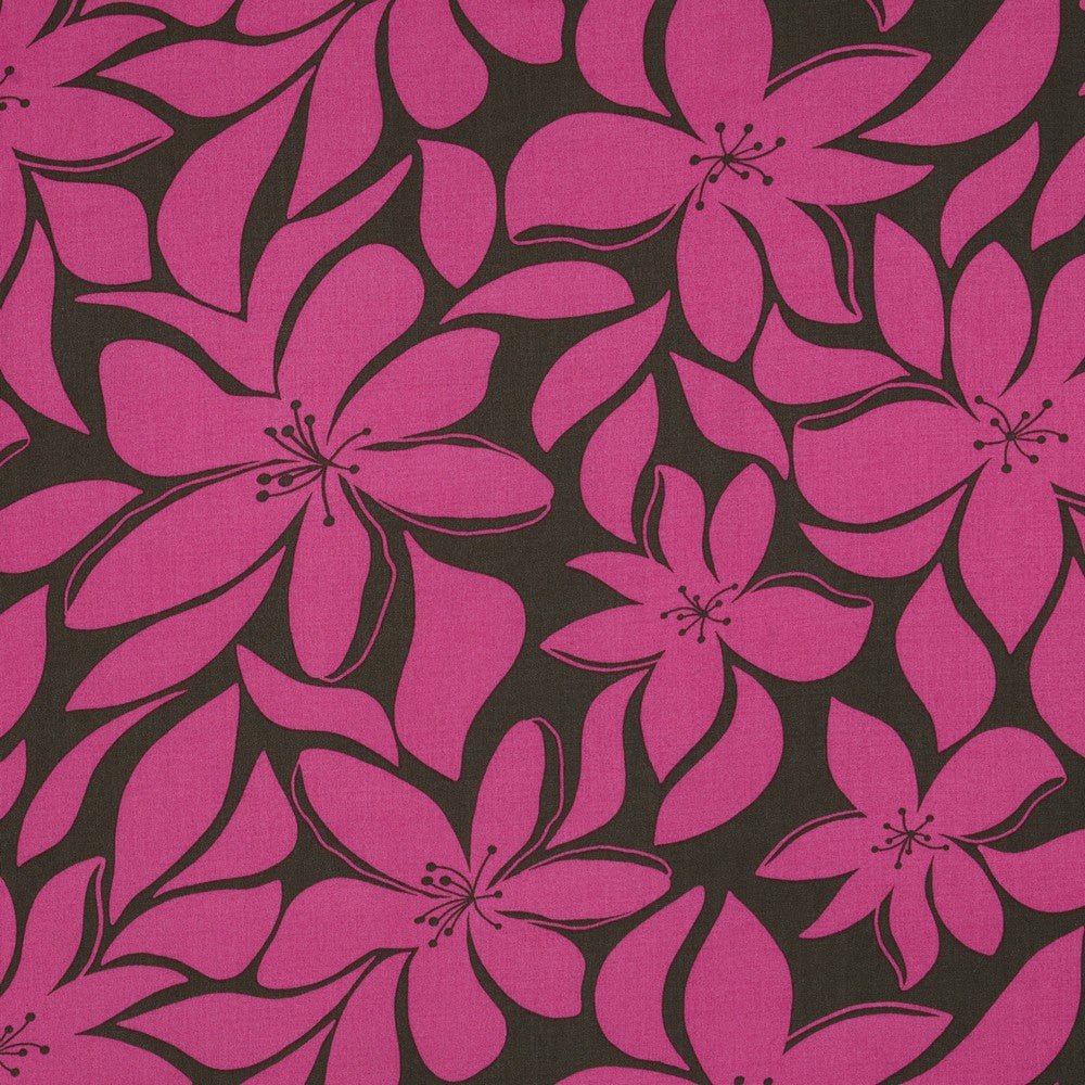 Viskose "Blumen" Khaki/Pink