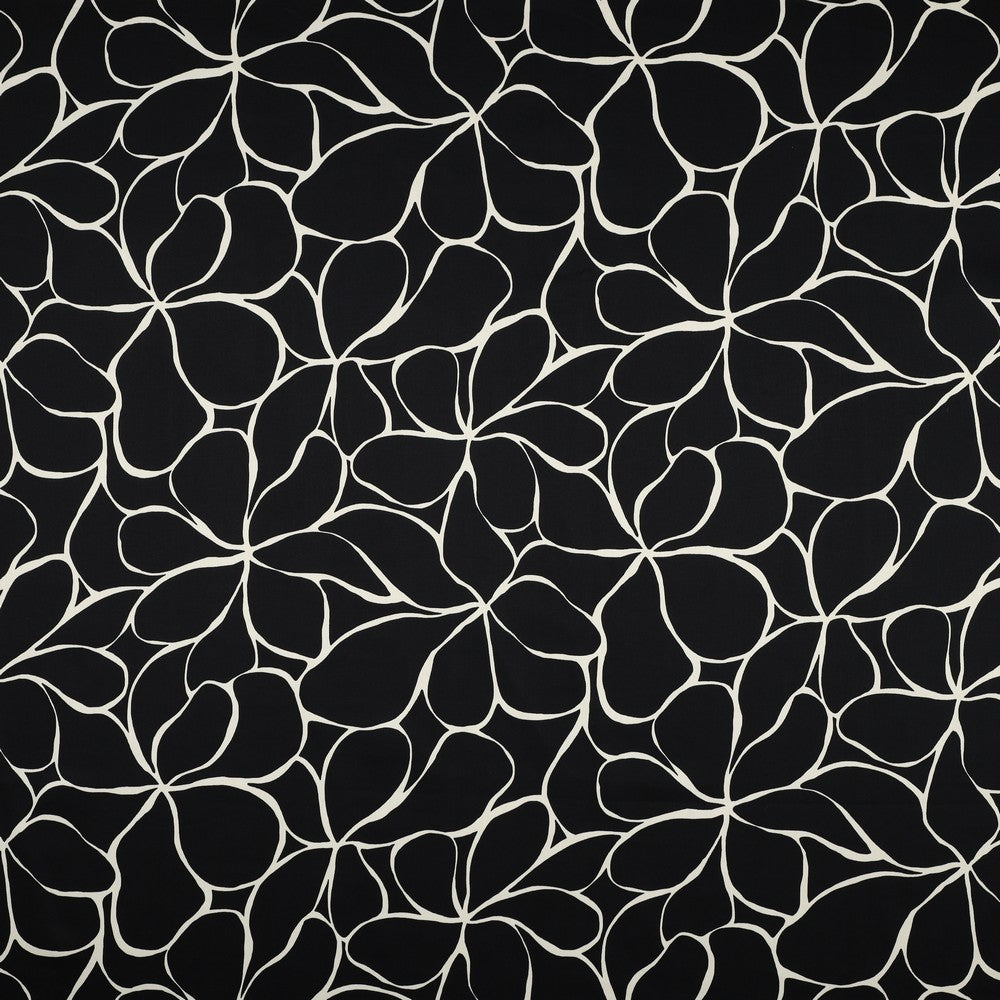 Cotton Satin "Blumen" Schwarz