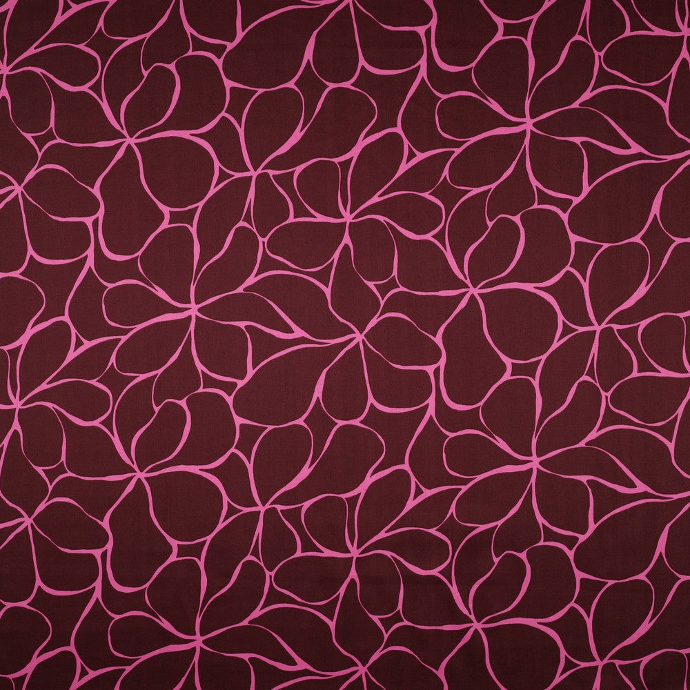 Cotton Satin "Blumen" Bordeaux