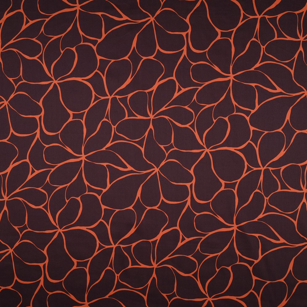 Cotton Satin "Blumen" Braun