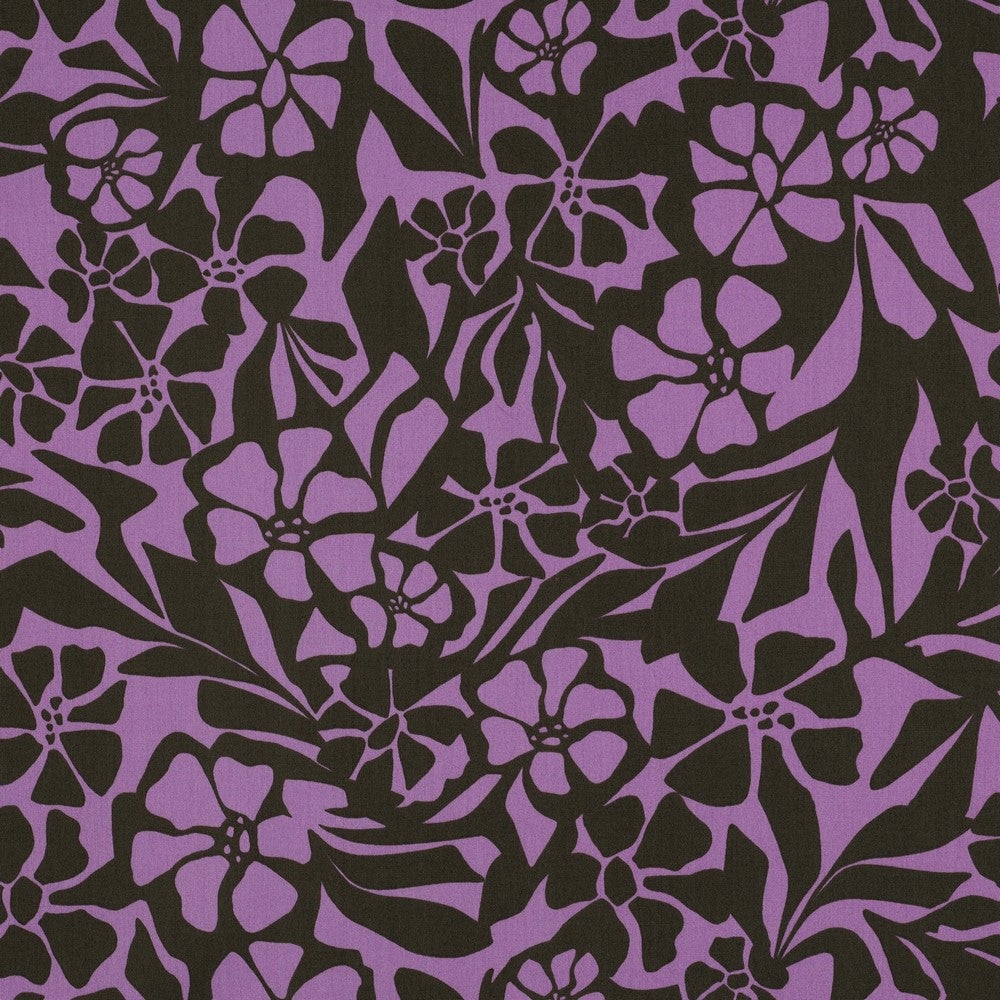 Cotton Viskose "Blumen" Braun/ Lila