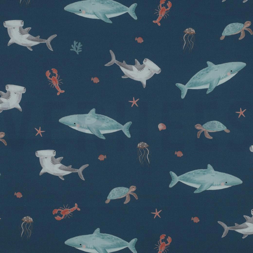 Baumwolle " Sea Life" petrol