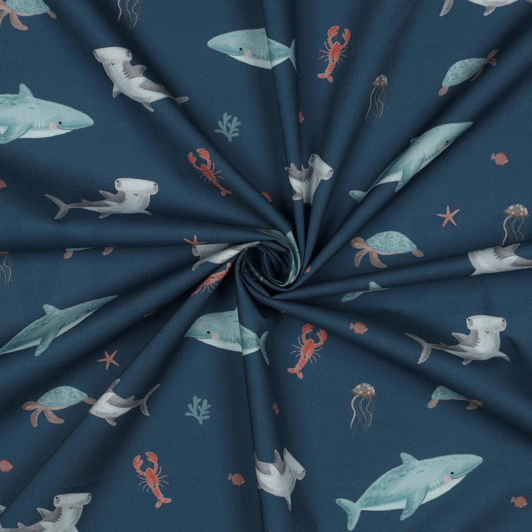 Baumwolle " Sea Life" petrol