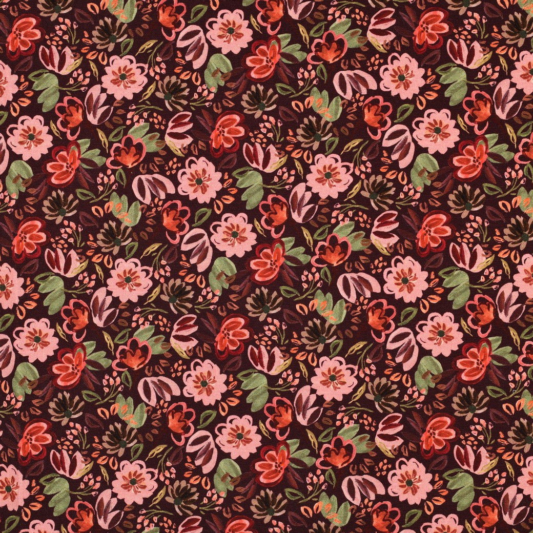 Jersey "Blumen" Burgundy
