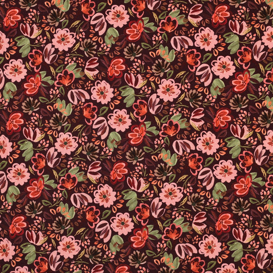 Jersey "Blumen" Burgundy