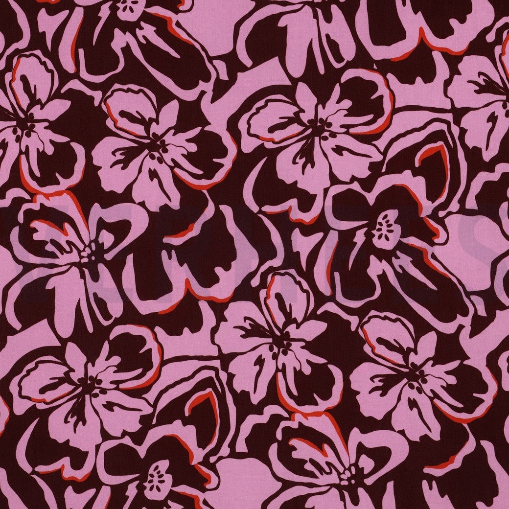 Lenzing Ecovero "Blumen" Burgundy