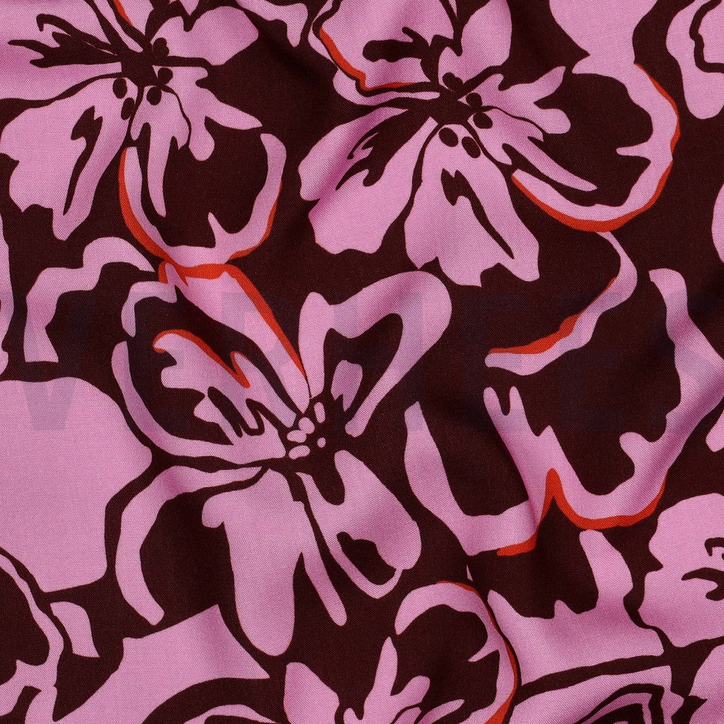Lenzing Ecovero "Blumen" Burgundy