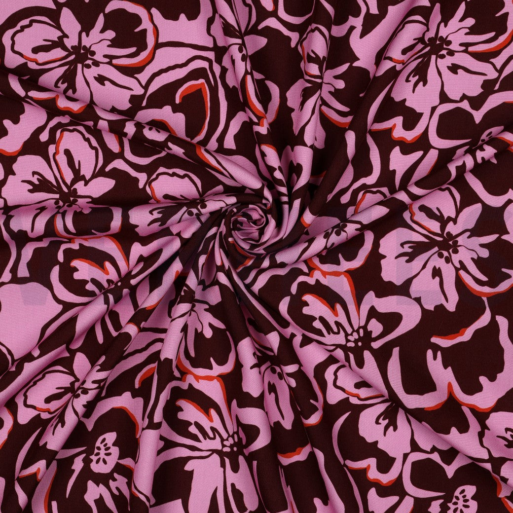 Lenzing Ecovero "Blumen" Burgundy