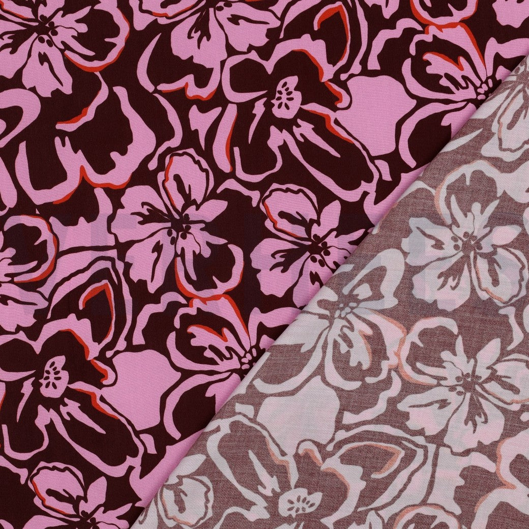 Lenzing Ecovero "Blumen" Burgundy