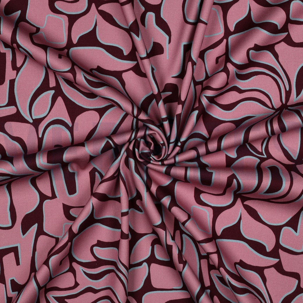 Rosella Stretch "Blumen Abstract" Burgunderrot
