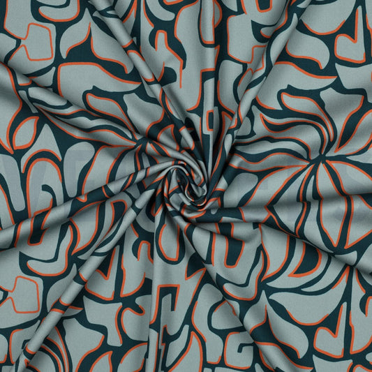 Rosella Stretch "Blumen Abstract" Grün