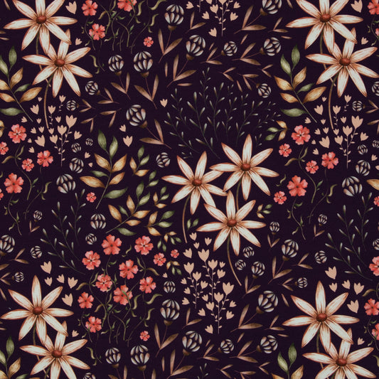 French Terry "Blumen" Violett