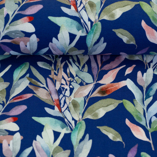 Jersey "Blätter" dunkelblau