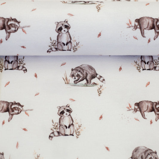 Jersey Druck "Waschbär" weiß