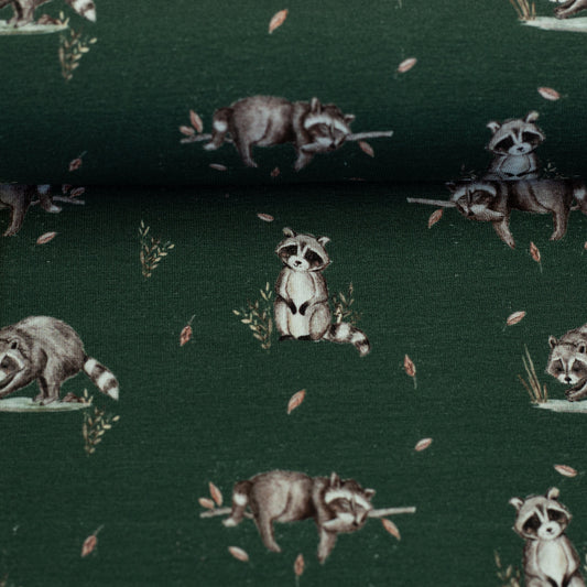 Jersey Druck "Waschbär" dunkelgrün