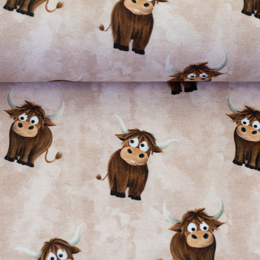 French Terry Holy Cow by Mrs. Mint Design beige-rose