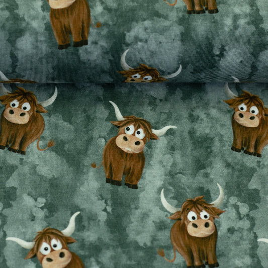 French Terry Holy Cow by Mrs. Mint Design grün