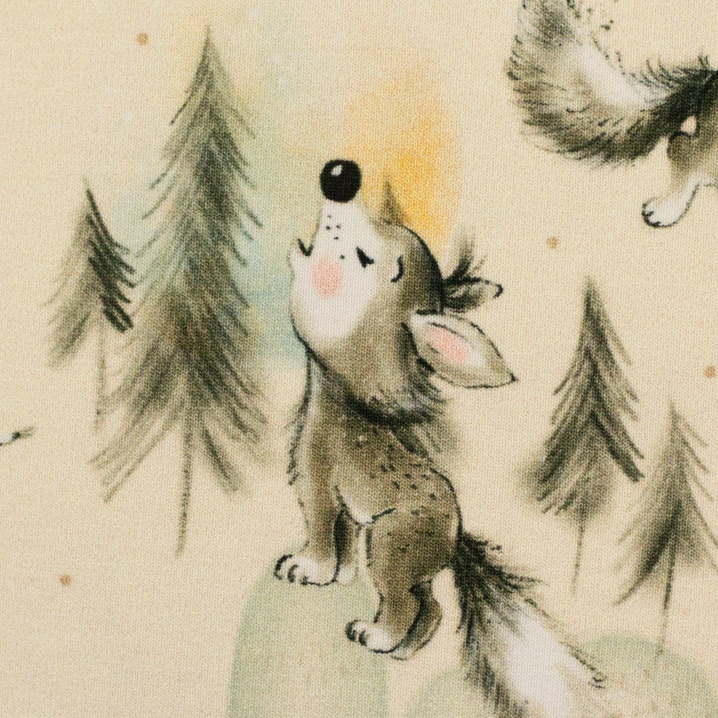 Jersey Druck "Wolf, Mond & Hase" hellbeige