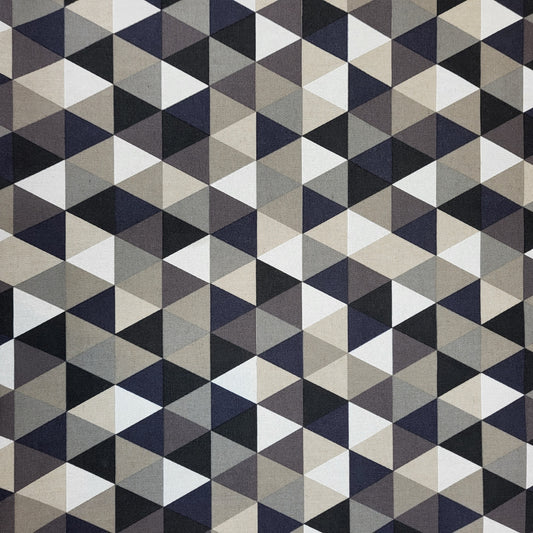 Dekostoff "Dreiecke" schwarz, grau