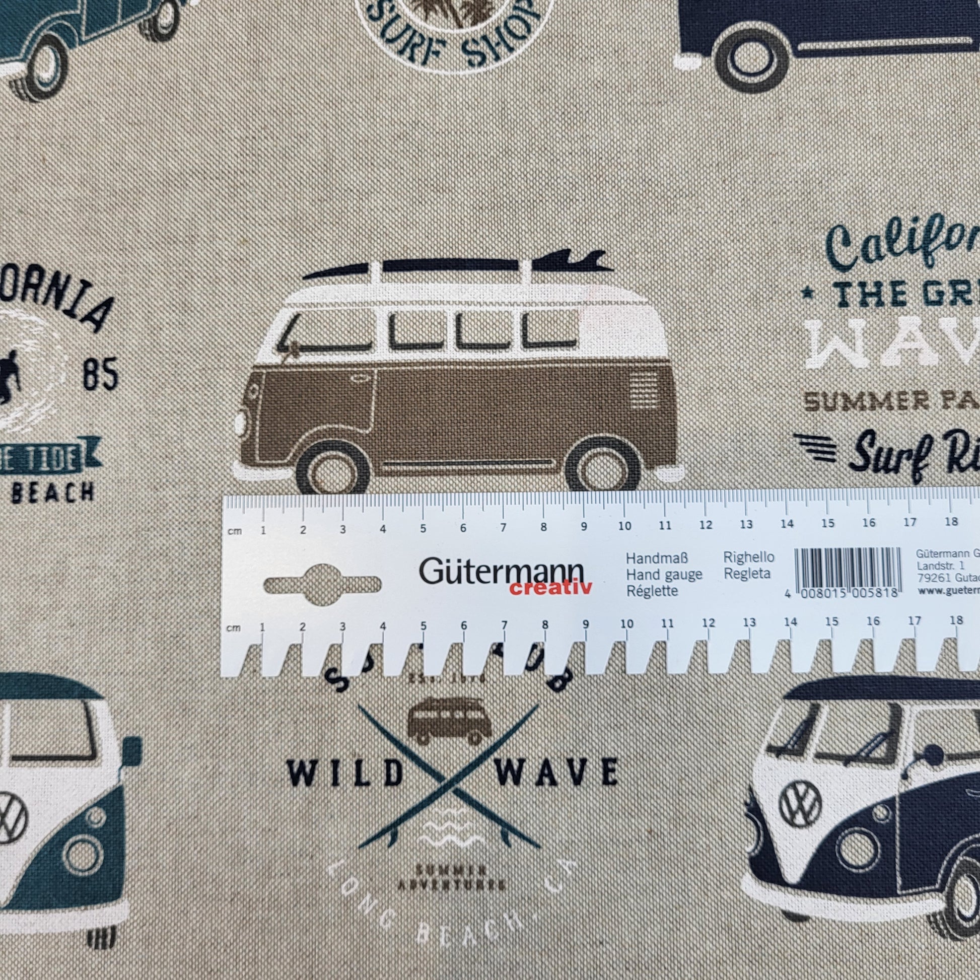 Camper Dekostoff Vw Bulli Baumwollstoff VW Bulli Canvas Stoff