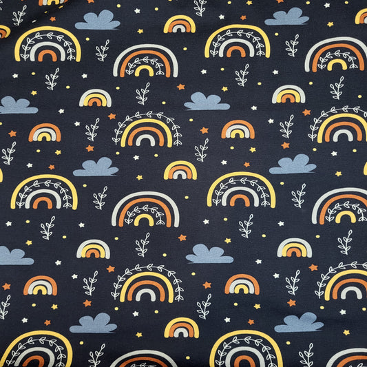Baumwolljersey "Regenbogen" Navy