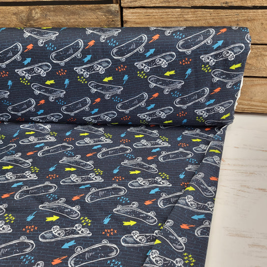Baumwolljersey "Skatebord" Dark Navy