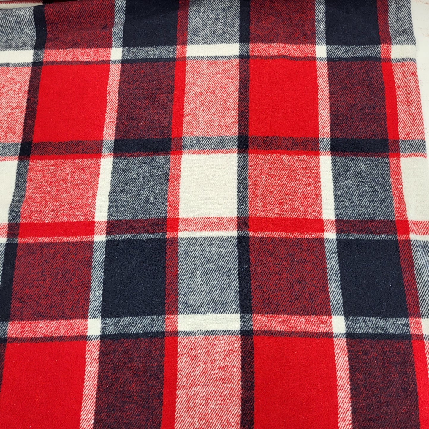 Brushed Check Flanellstoff Navy/ Rot