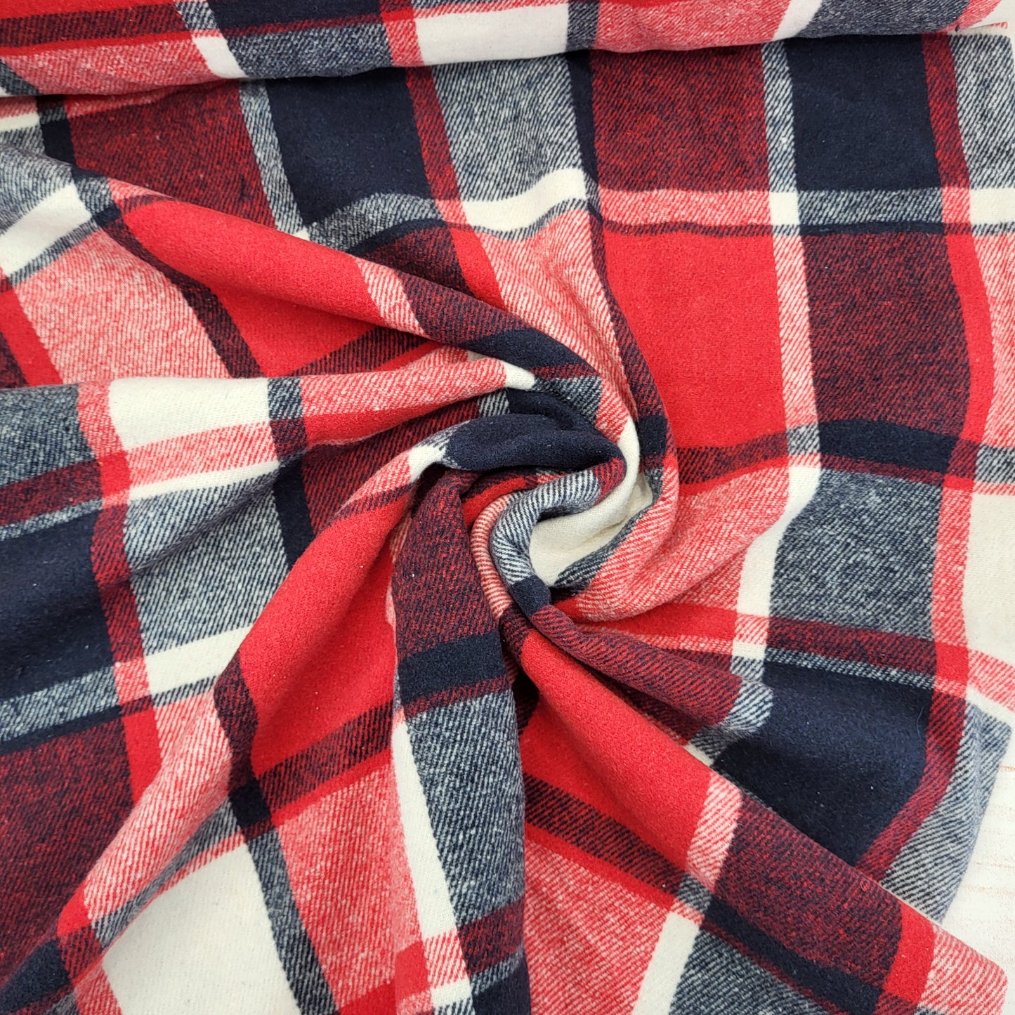 Brushed Check Flanellstoff Navy/ Rot