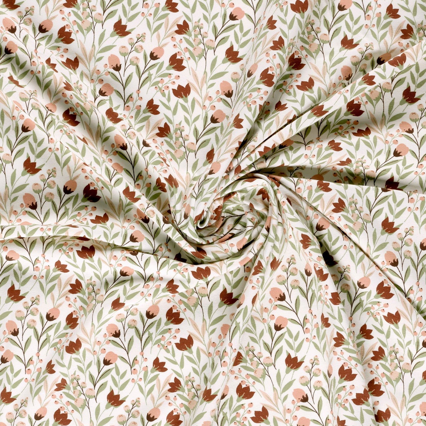 Jersey Druck "Blumen auf Wollweiß"