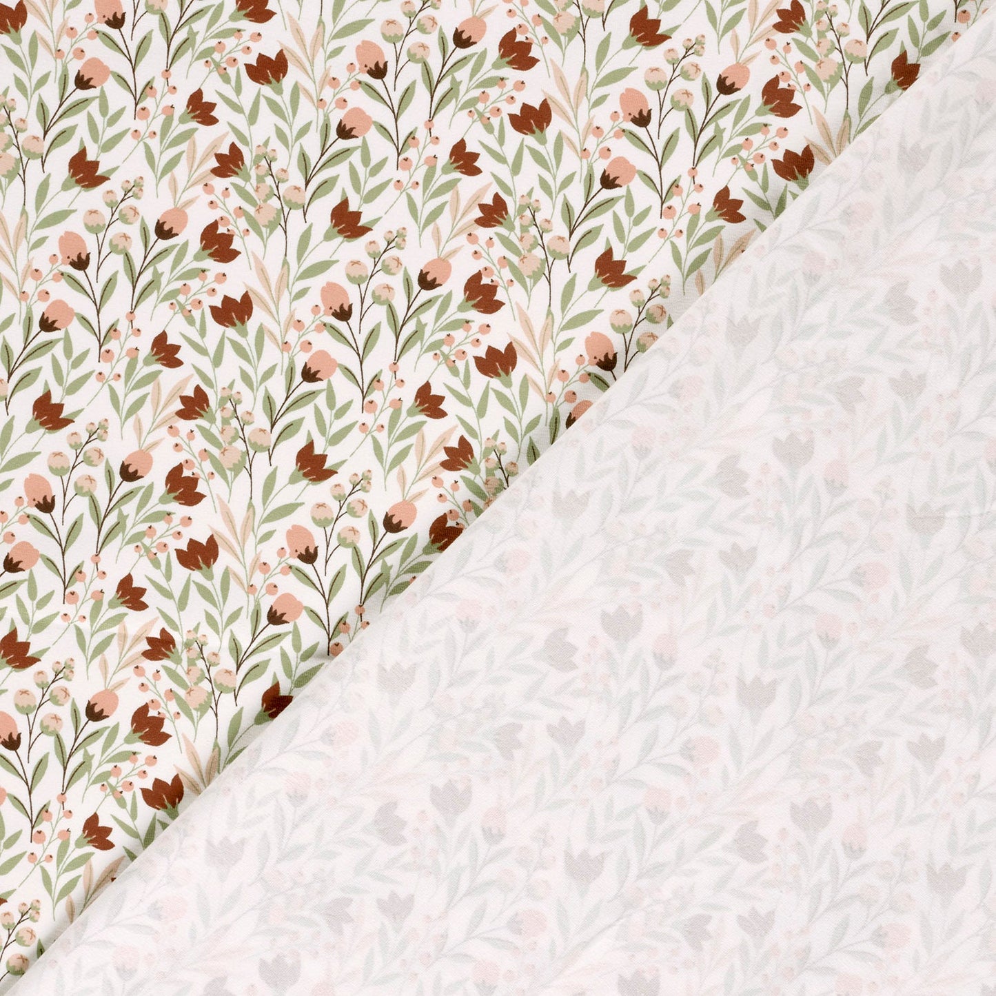 Jersey Druck "Blumen auf Wollweiß"