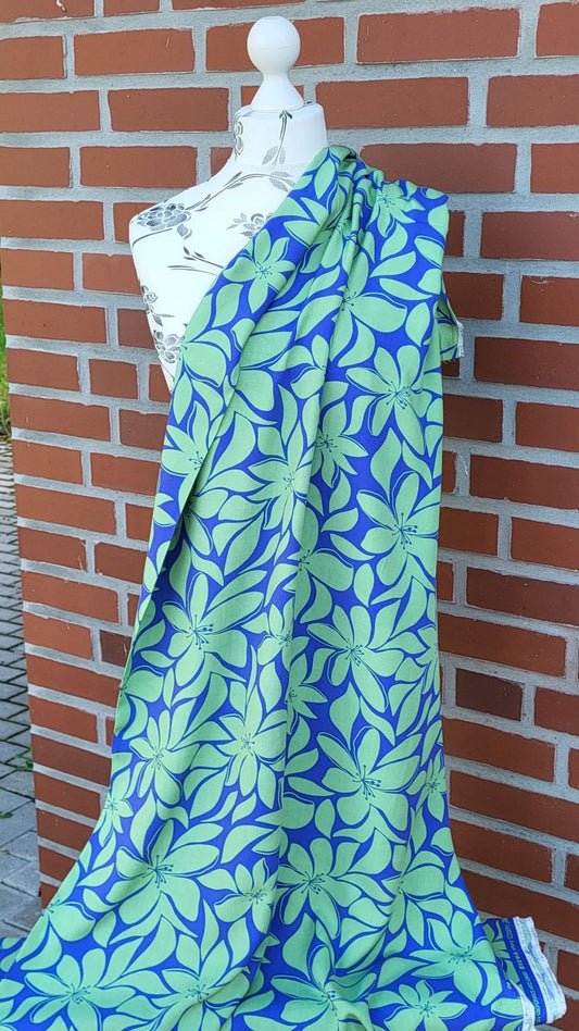 Viskose "Blumen" Grün/Lila