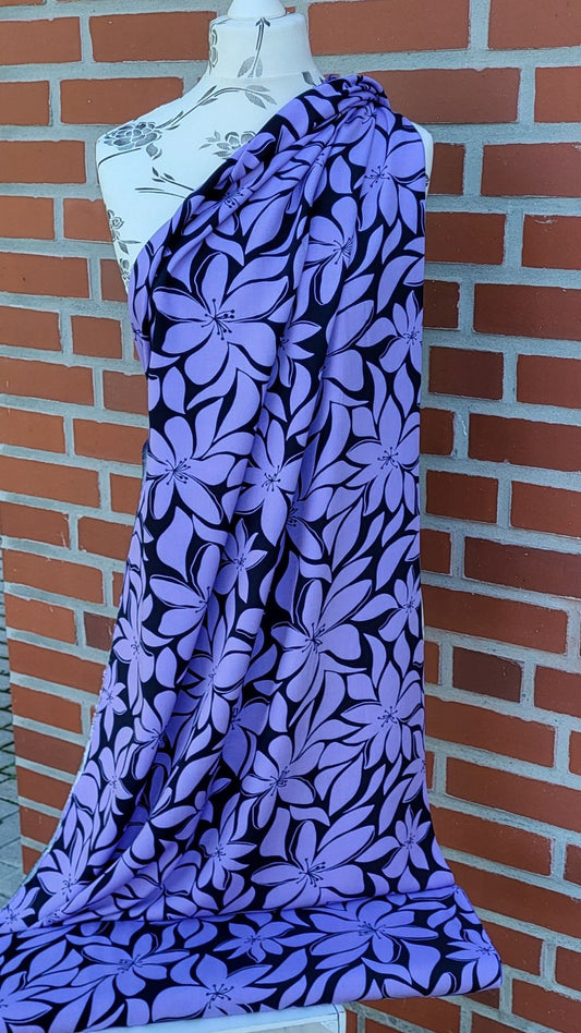 Viskose "Blumen" Navy/Lila