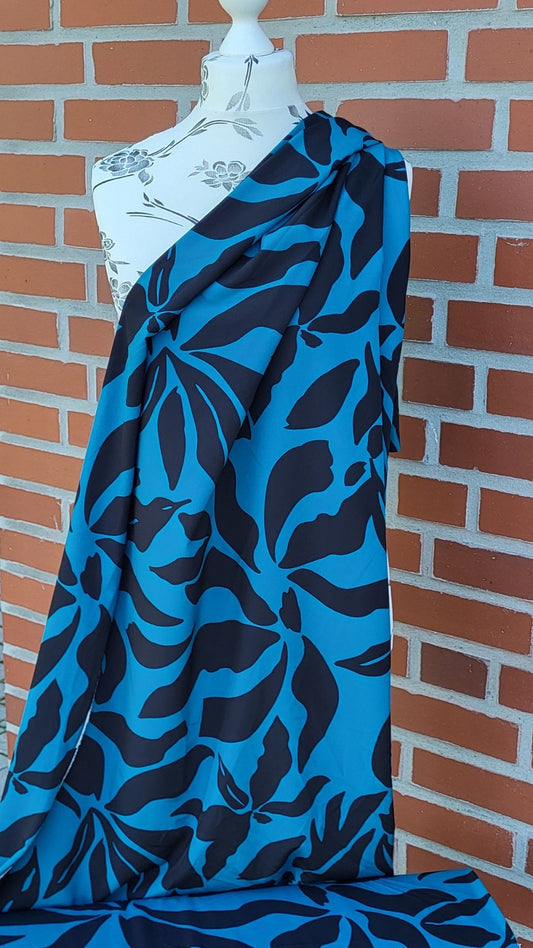 Magnolia Stretch "Blättern" Petrol