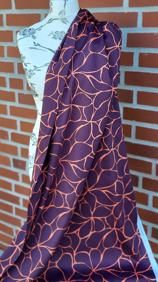 Cotton Satin "Blumen" Braun