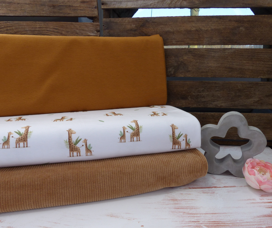 Stoffpaket Giraffe mit Cordjersey