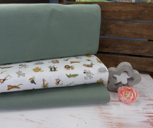 Stoffpaket Safari mit Waffeljersey