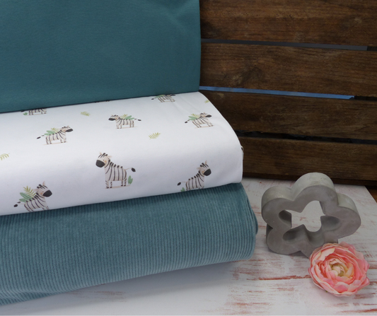 Stoffpaket Zebra mit Cordjersey
