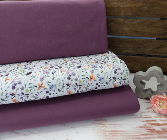 Stoffpaket Blümchen mit Jersey